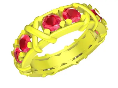 Luxury Interwoven Gemstone Band Ring for Women 4855 3D print model