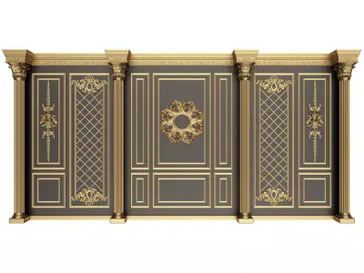 Boiserie Classic Wall with Mouldings 05 Black Low-poly 3D model