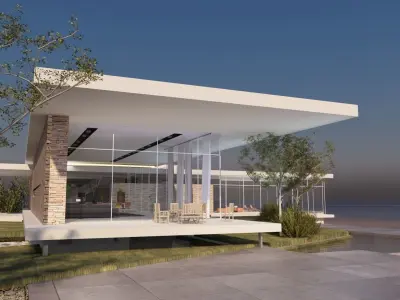 Modern beach villa Revit - 3ds max with interior and 3d grass 3D model