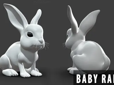 6 Baby Animal Domestic  Low-poly 3D model
