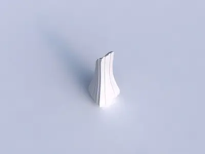 Vase top bent rectangle 2 with smooth vertical ribbons  3D print model
