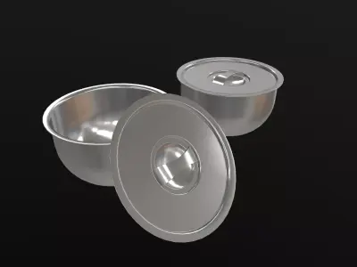 Steel Bowl AR VR PBR  Lowpoly with game ready 3d Model Low-poly 3D model