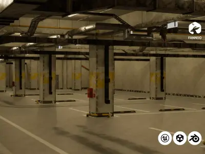 Modular - Underground Garage Parking - All Formats Low-poly 3D model