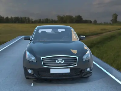 Car d infiniti on road Low-poly 3D model