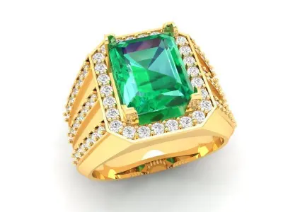Luxury Rectangular Gemstone Ring for Men 3D Model l 402 3D print model