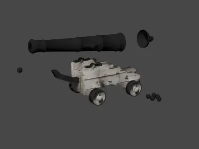 Pirate Ship Cannon Low-poly 3D model