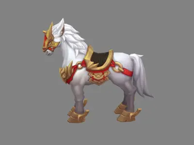 Cartoon white horse mount Low-poly 3D model