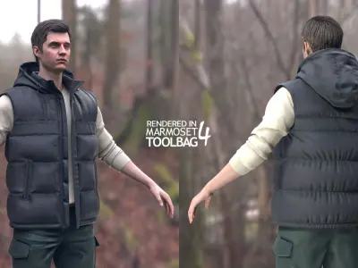 Man in Autumn Outfit 15 - Modular - Rigged Low-poly 3D model