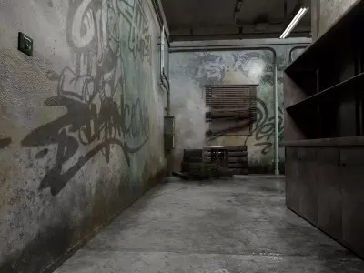 The old  Horror Room 6 Low-poly 3D model