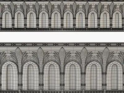 cornice pair of ornate gold arches 3D model