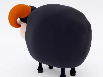 Sheep 3d model cartoon with horns 3D model