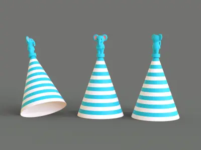 Birthday Hat - Colorful Party Decoration Prop 02 Low-poly 3D model