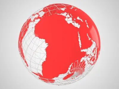 Globe News Skeleton Red 3D model