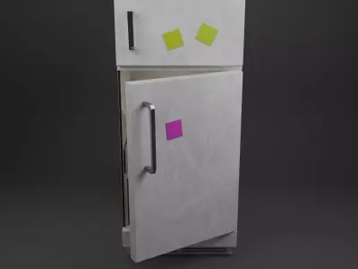 FREE Old Refrigerator Fridge - White Free 3D model