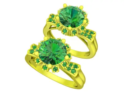 A7474 Korean Style Luxury Diamond Engagement Ring 3D Model 3D print model