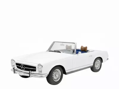 Classic White Convertible Roadster Low-poly 3D model