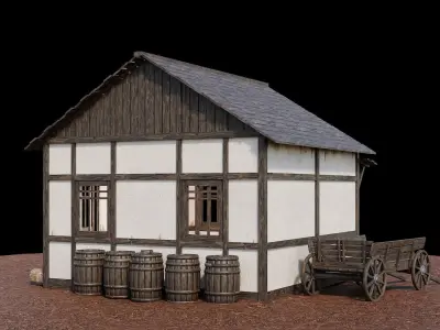 Medieval Village Asset 18- 4K Textures Game Ready Low-poly 3D model