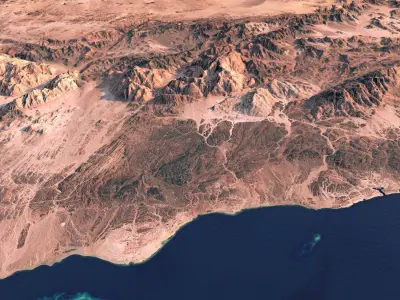 NEOM LINE city terrain model in Saudi Arabia desert 3D model