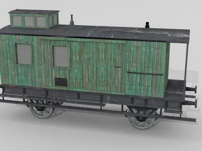 Old Bavarian baggage car Low-poly 3D model