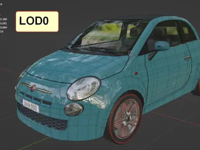 FIAT 500 Low-poly 3D model