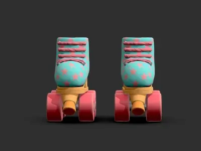 Quad roller skates  Low-poly 3D model