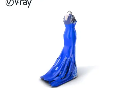 Regal Evening Gown Model Pack with Mermaid Flare Low-poly 3D model