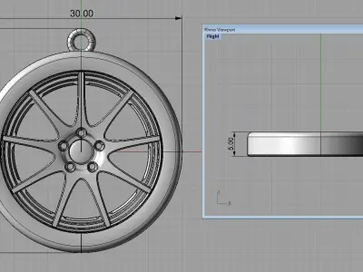 wheel ring keychain 3d model Free 3D print model
