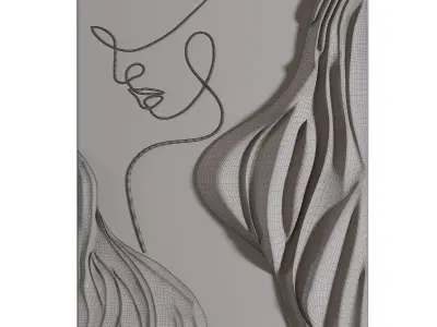Modern Wall Art Abstract Woman Face Line Sculpture Low-poly 3D model