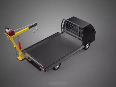 REAR MOUNTED BOOM CRANE HOIST WINCH LIFTING FLATBED TRUCK PICKUP 3D model
