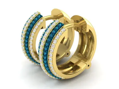 AV 569 Round Diamond Ladies Hoop Earrings 3D print model