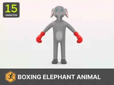 Boxing Elephant Animal Animated Low-poly 3D model