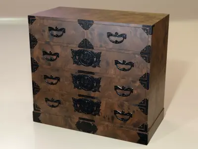 Japanese folk art chest of drawer 3D model