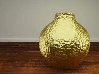 Decorative gold hammered vase Low-poly 3D model