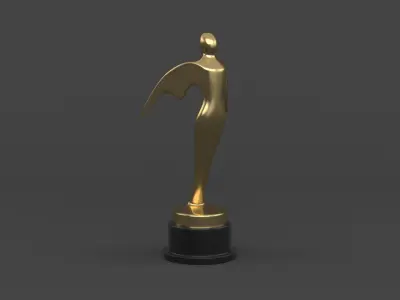 Gold Trophy Cups 3D model 9