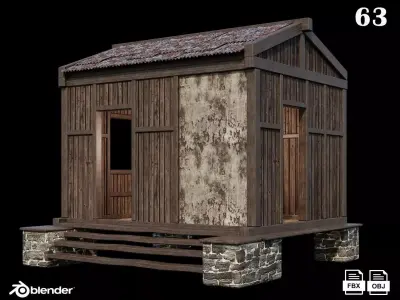Medieval Houses 63- 4K Textures Game Ready Low-poly 3D model