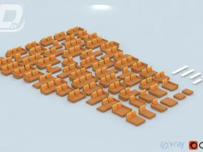 Elgiva Sofa Modular Set 3D model