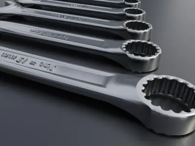 wrench tool set Low-poly 3D model