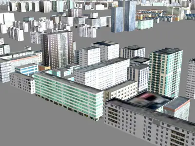 Modern birdseye view of urban planning Urban buildings office 3D model