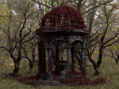 Fountain of Youth Pergola Gazibo Low-poly 3D model