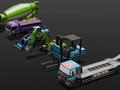 Cartoon Vehicle Pack 3D Model Low-poly 3D model