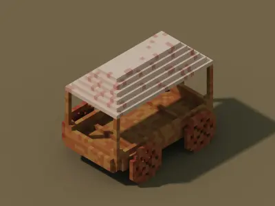 Free Cart Voxel Model From Main Wild West Bundle OBJ PLY QB Free low-poly 3D model