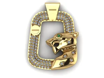 Panther pendant 3D printable for gold and silver 3D print model