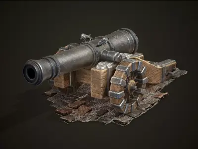 Medieval Cannon Low-poly 3D model