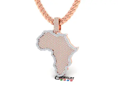 Custom  Africa Contry Map Pendant - Africa Diamond Necklace  3D print model