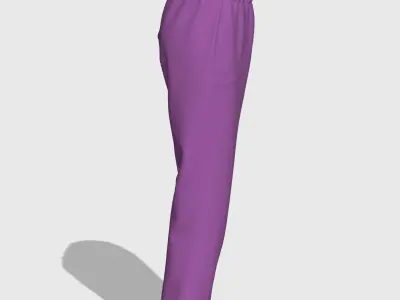 Lilac fleece sweatpants with elastic band  3D model
