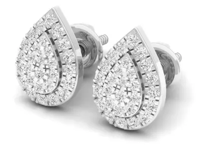 AV 307 Diamond Ladies Pear Shaped Stud Earrings 3D print model