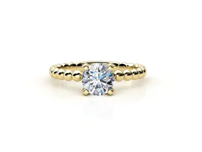 cr-03 gold engagement ring with round brilliant cut diamond 3D print model