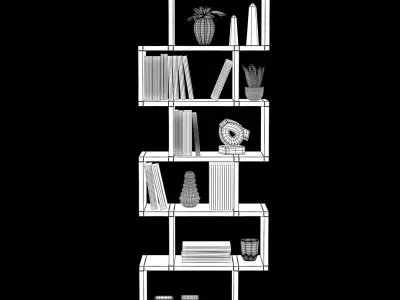Decoration set bookcase 3D model