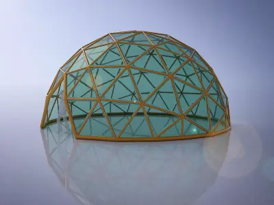Large dome with glass panels and entry 3d DOME 3D model