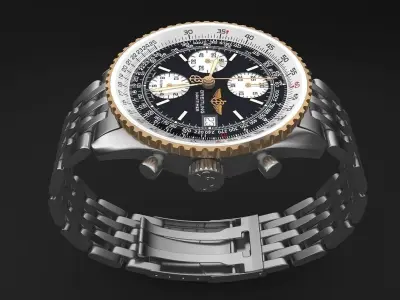 Breitling Navitimer II steel braclet mens watch 3D model